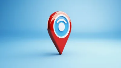 3D Rendered Red Location Pin With Wi-Fi Symbol