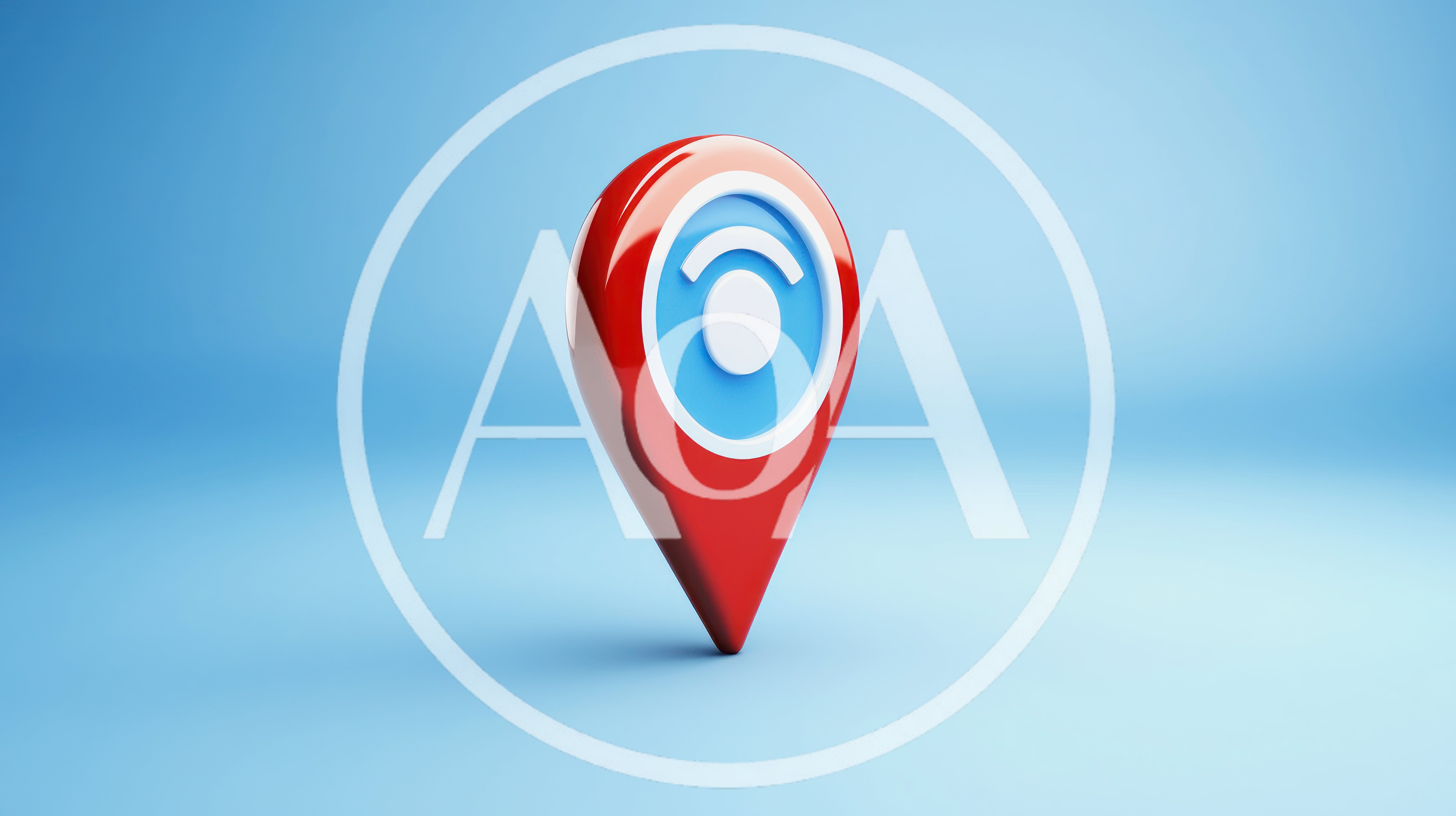 3D Rendered Red Location Pin With Wi-Fi Symbol