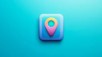 3D Rendered Location Pin Icon On Blue Background
