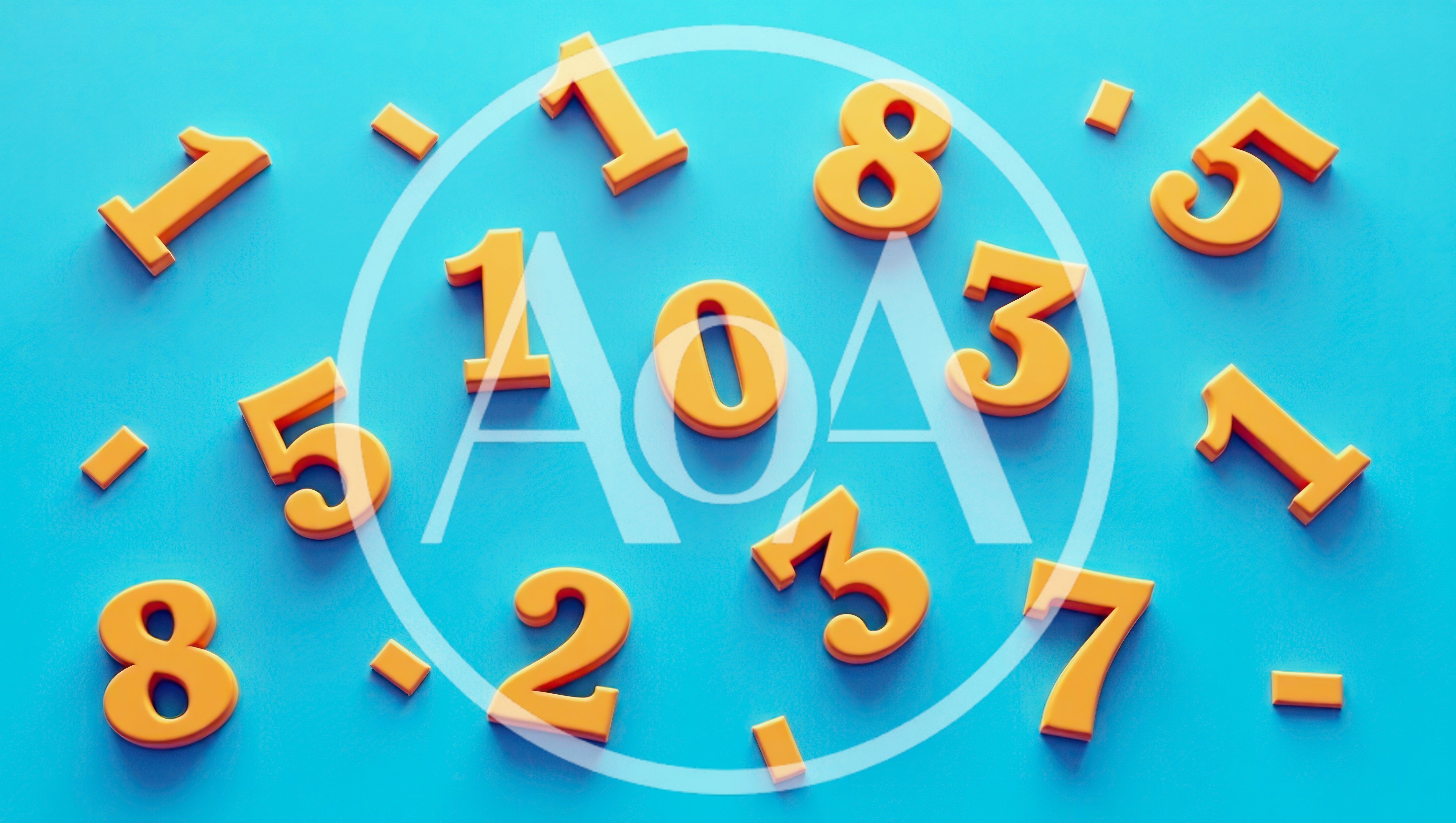 3D Orange Numbers Scattered On Blue Background