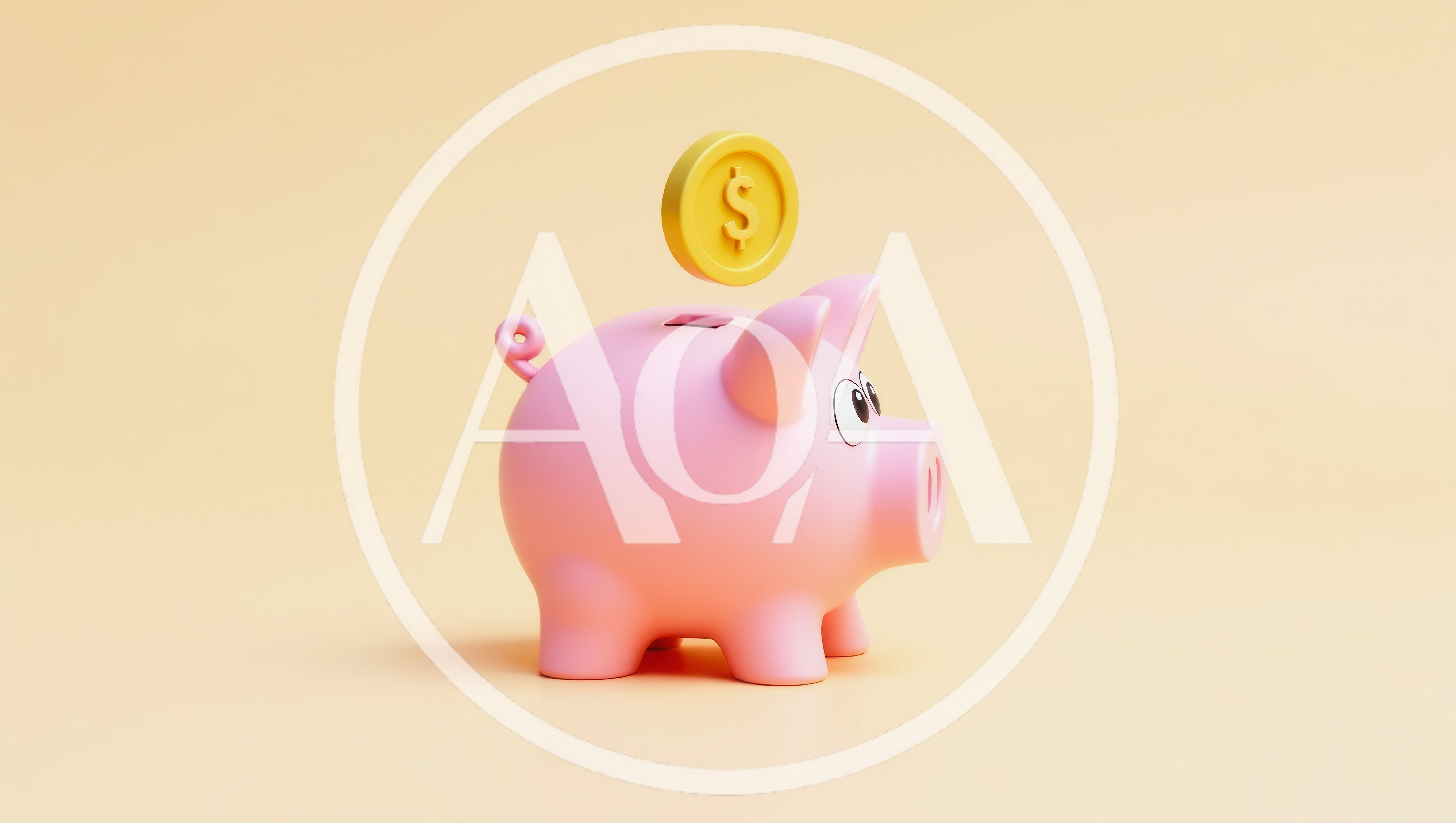 3D Rendered Pink Piggy Bank With Floating Gold Coin