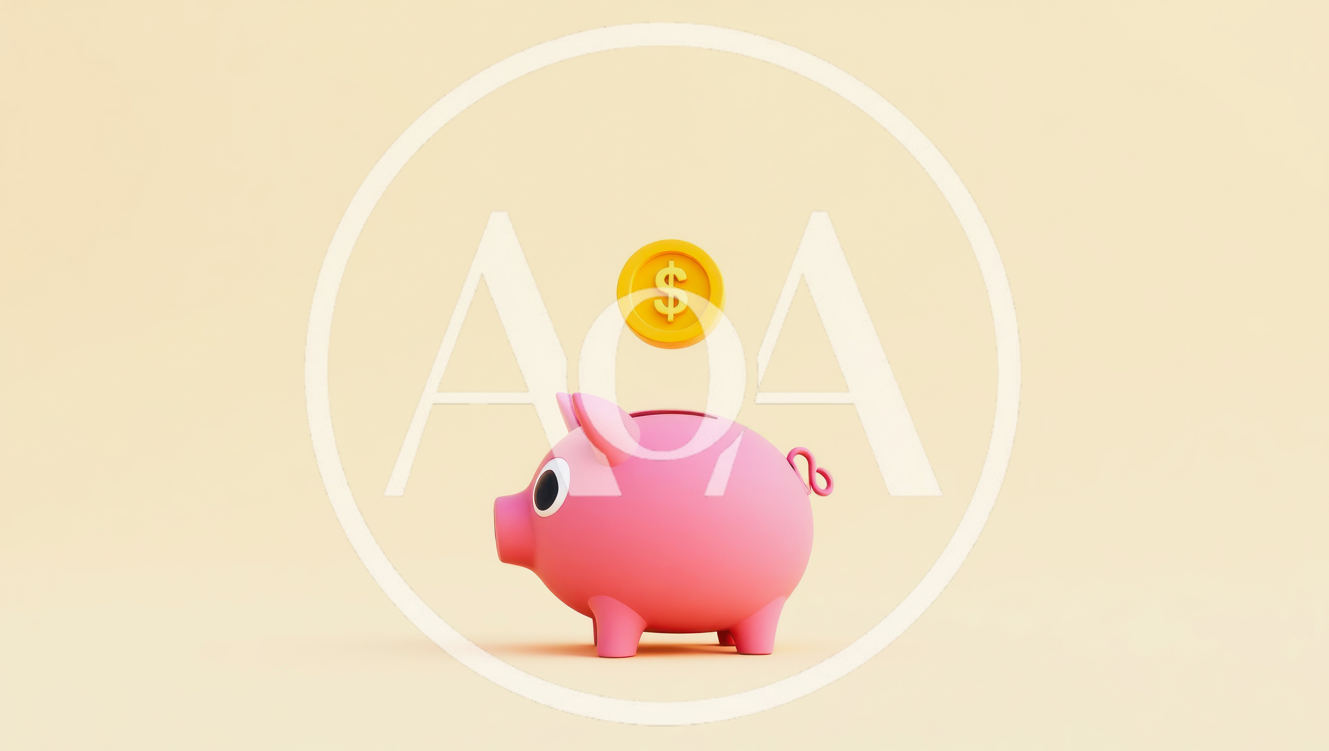 3D Rendered Pink Piggy Bank With Floating Gold Coin