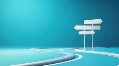 Blank Directional Signposts On A Winding Road