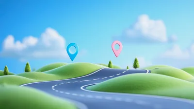 3D Rendered Road Through Rolling Green Hills