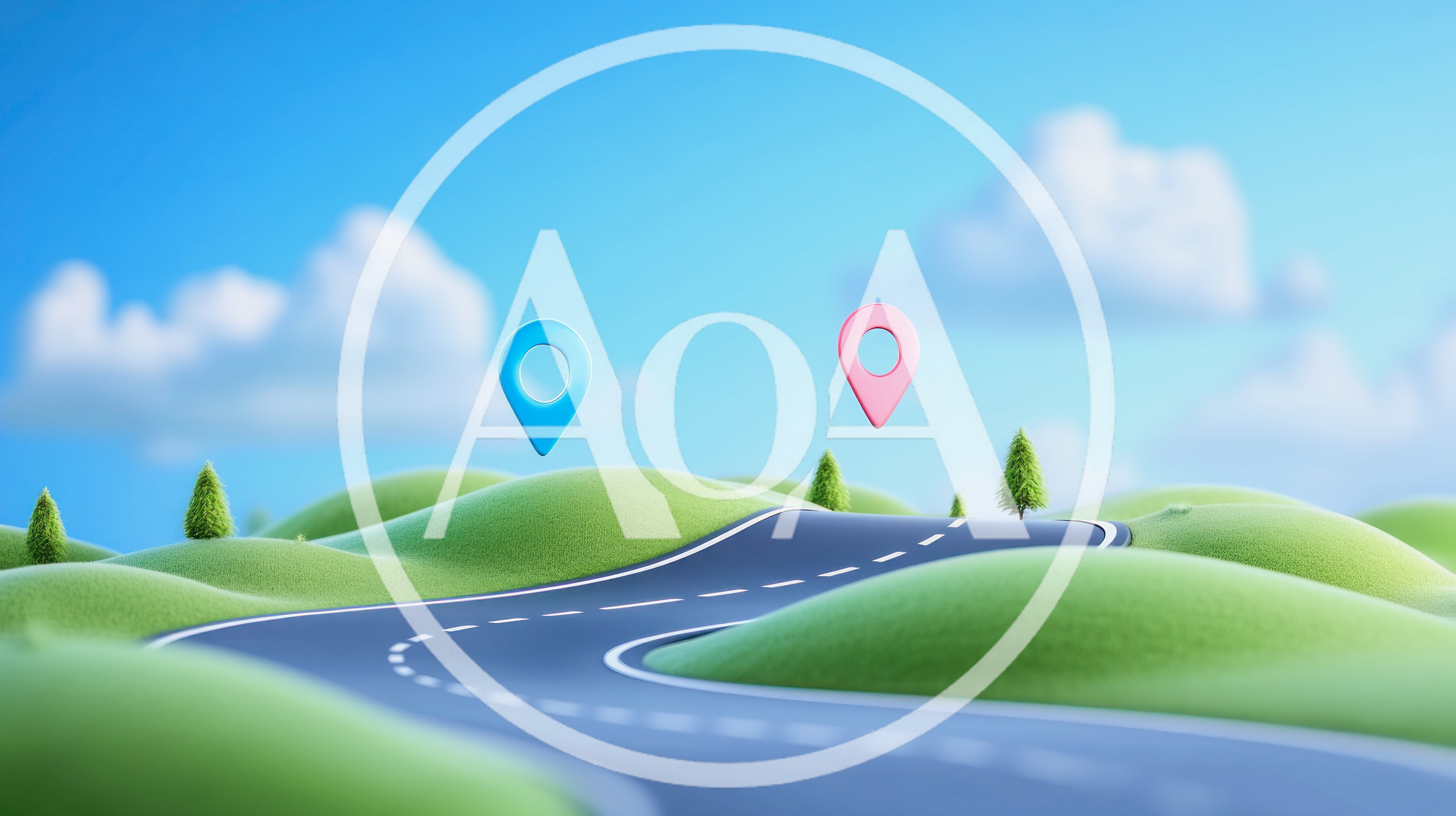 3D Rendered Road Through Rolling Green Hills