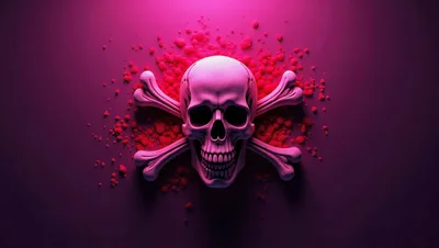 Pink Skull And Crossbones With Textured Particle Background