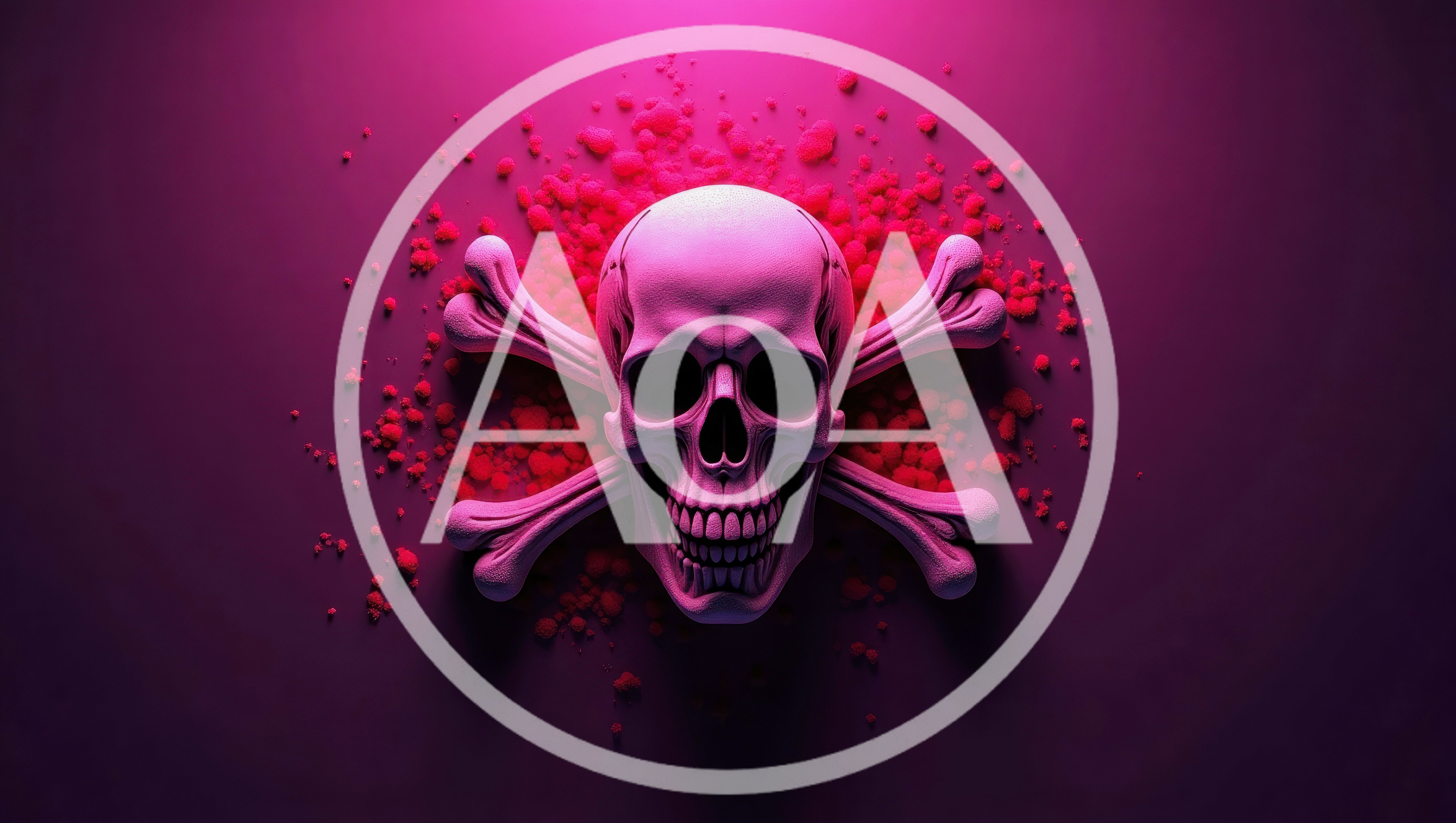 Pink Skull And Crossbones With Textured Particle Background
