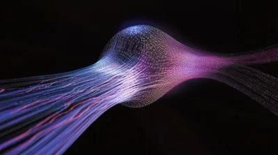 Abstract Digital Data Flow Through A Glowing Sphere