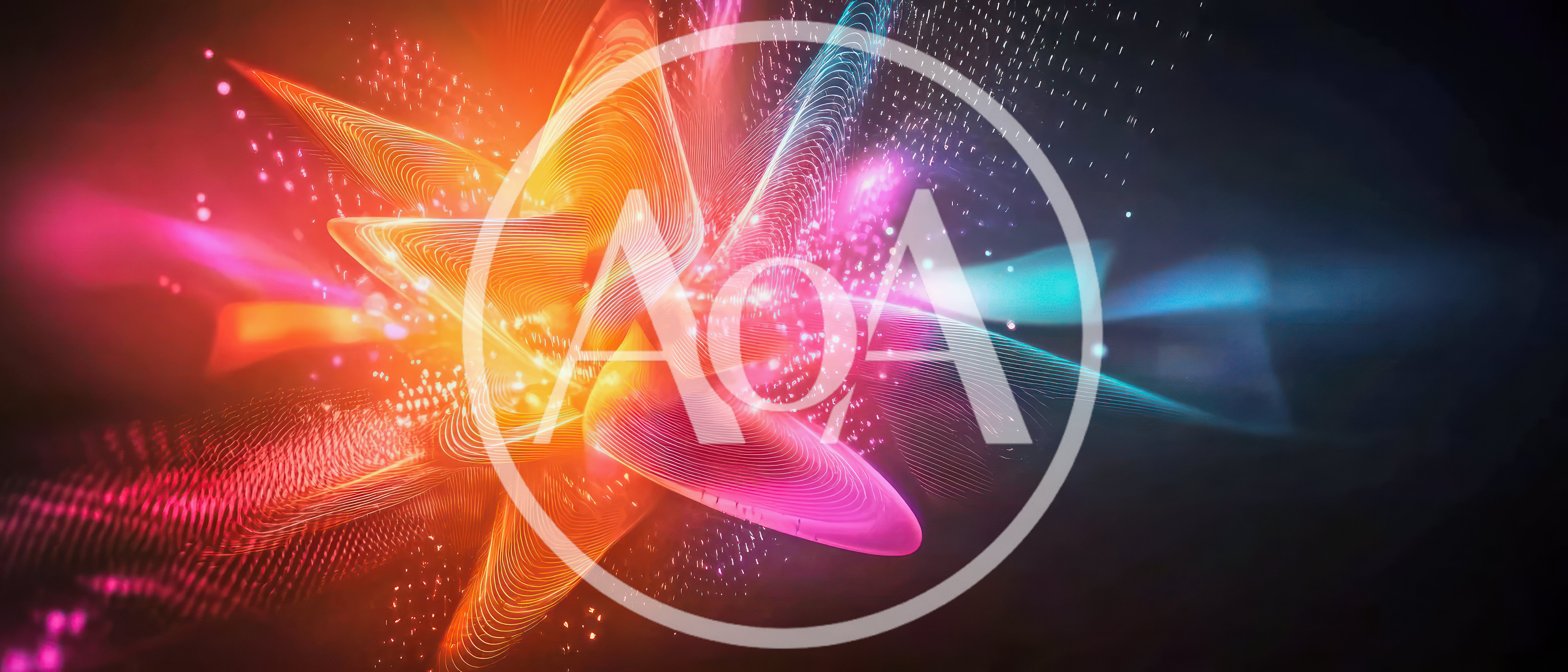 Abstract Digital Flower With Glowing Particle Trails