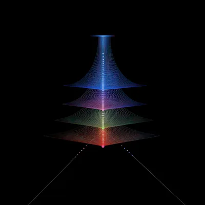 Abstract Digital Data Structure With Glowing Geometric Layers
