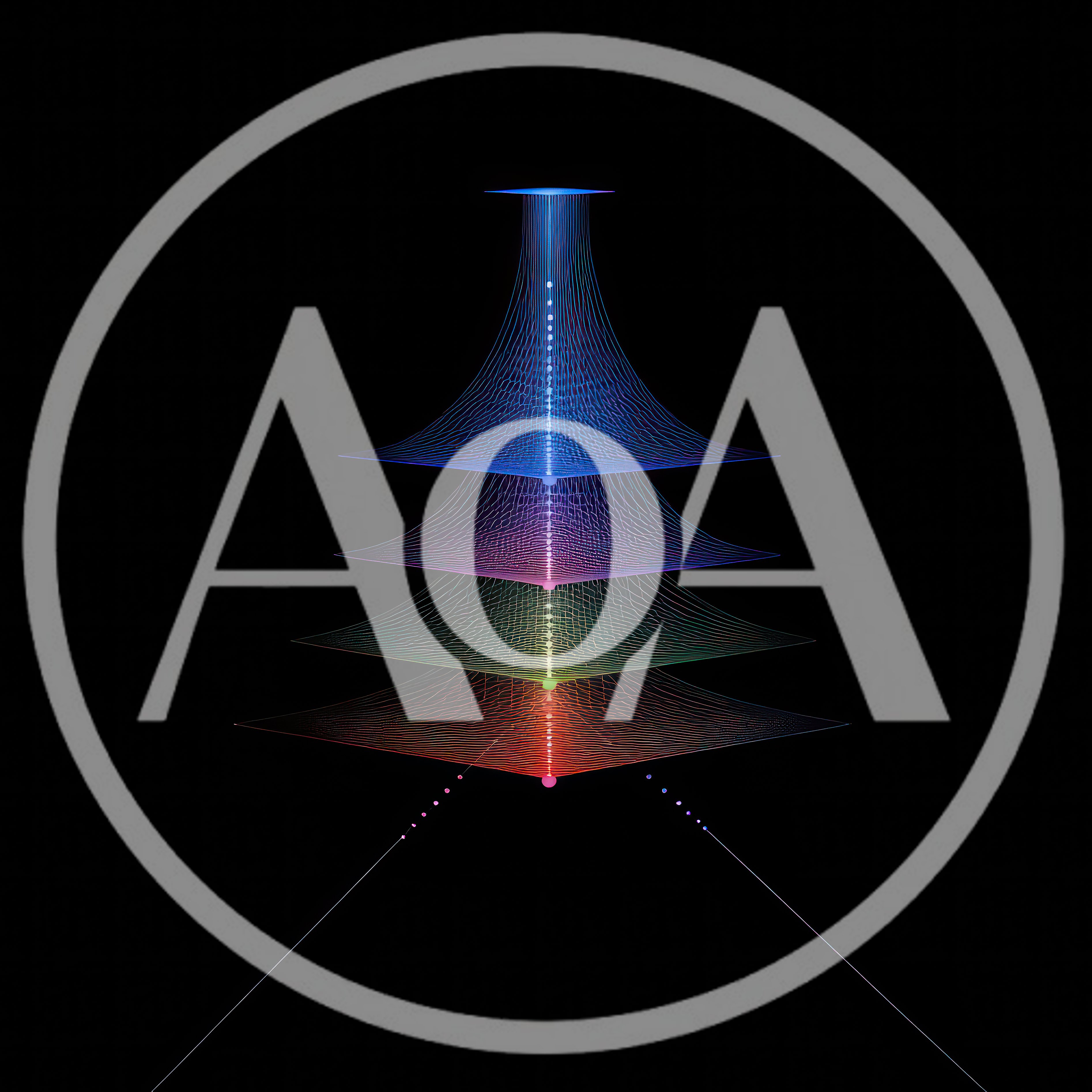 Abstract Digital Data Structure With Glowing Geometric Layers