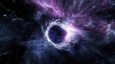 Cosmic Wormhole Traveling Through Deep Space Nebula