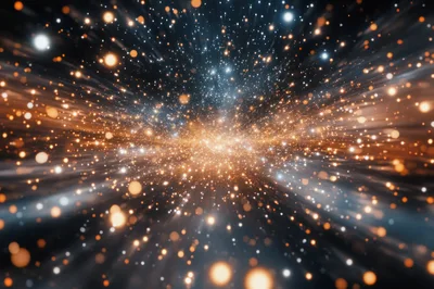 Abstract Motion Background With Glowing Golden Particles