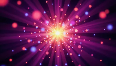 Abstract Motion Background With Glowing Particles And Light Rays