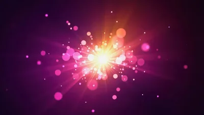 Abstract Glowing Light Burst With Floating Bokeh Particles