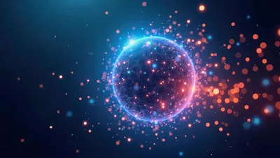 Abstract Glowing Sphere With Floating Particles