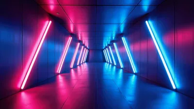 Futuristic Neon Light Corridor Tunnel
