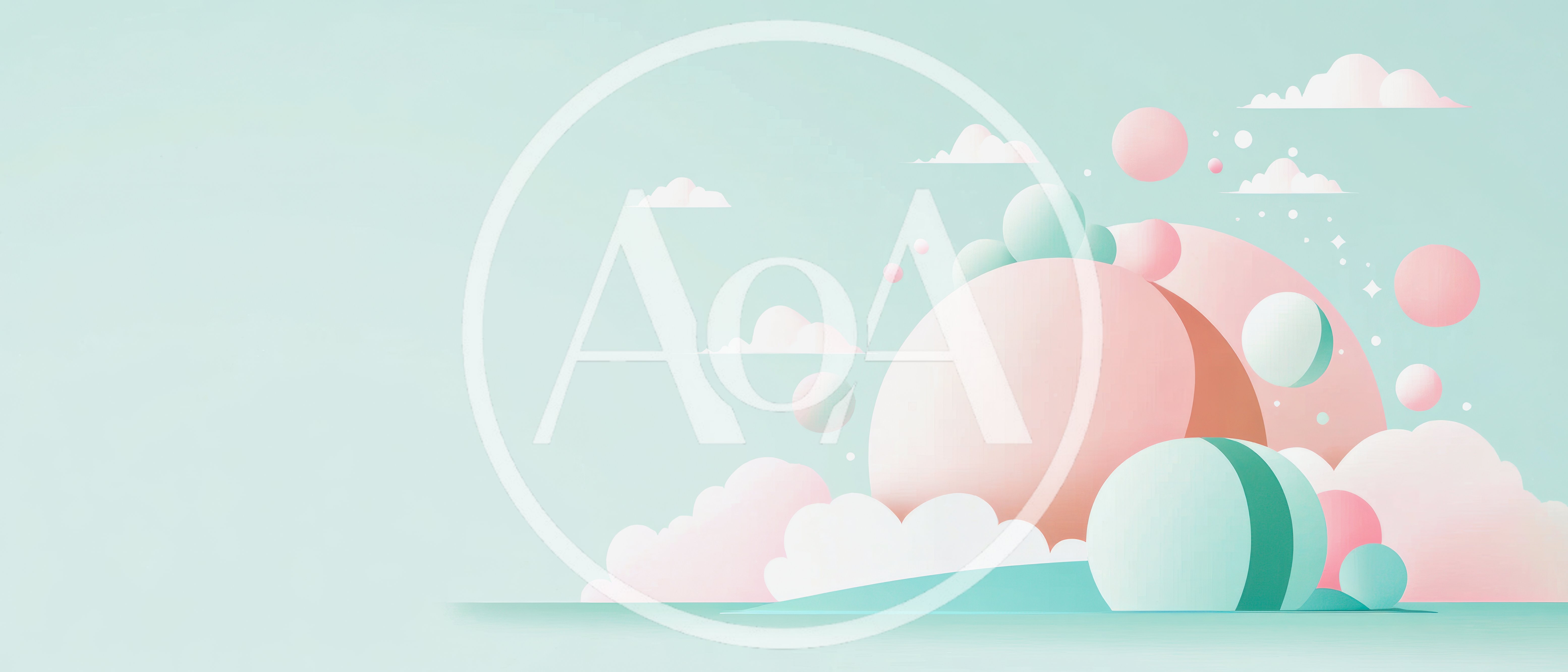 Abstract Pastel Landscape With Floating Spheres And Clouds