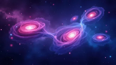 Interconnected Spiral Galaxies In Deep Space
