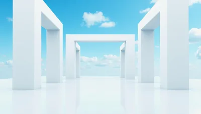 Minimalist White Architectural Structure Under Blue Sky