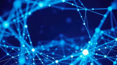 Abstract Digital Network Connection With Glowing Nodes