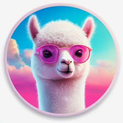 Cute White Llama Wearing Pink Sunglasses