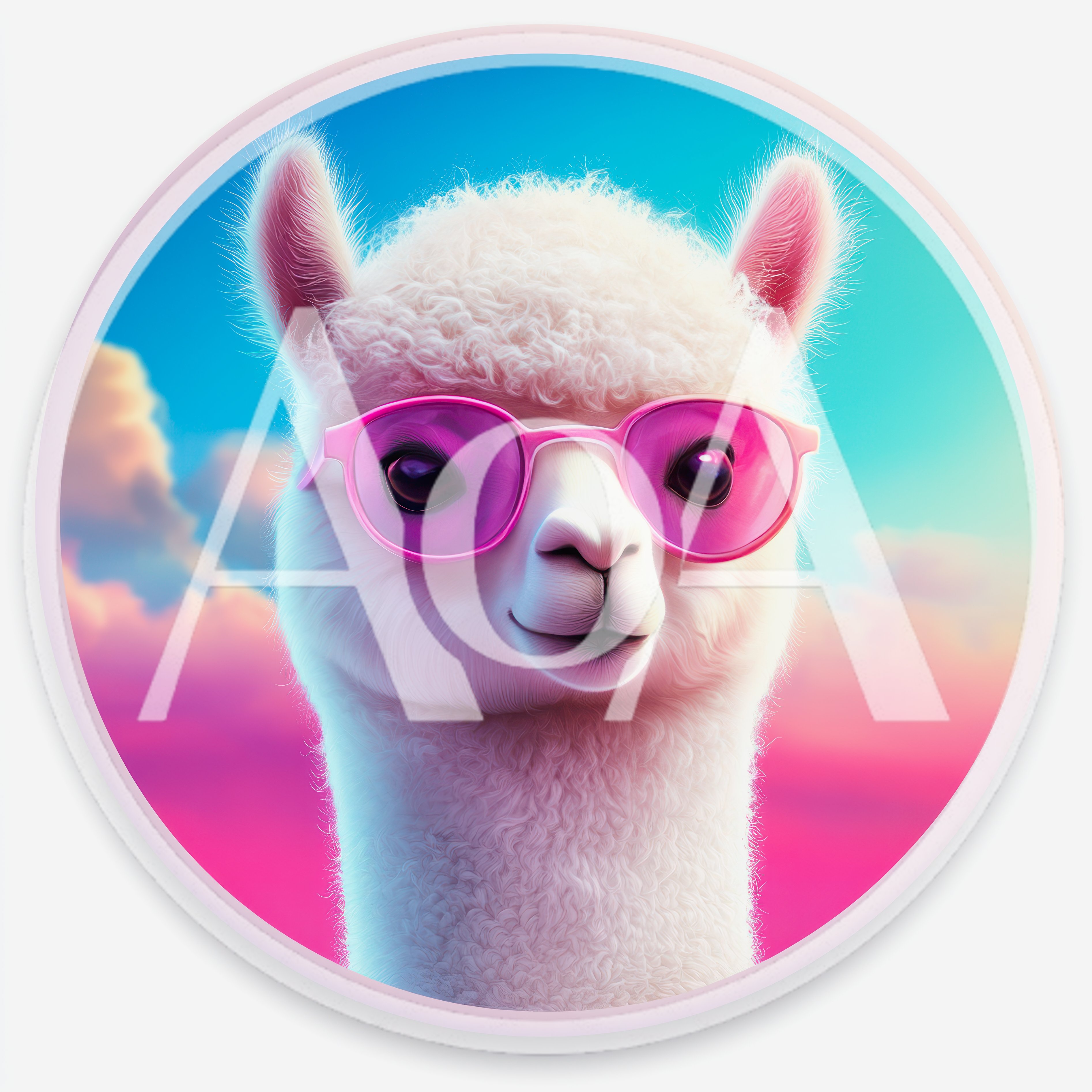 Cute White Llama Wearing Pink Sunglasses