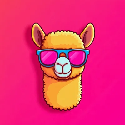 Cool Llama Illustration With Pink Sunglasses