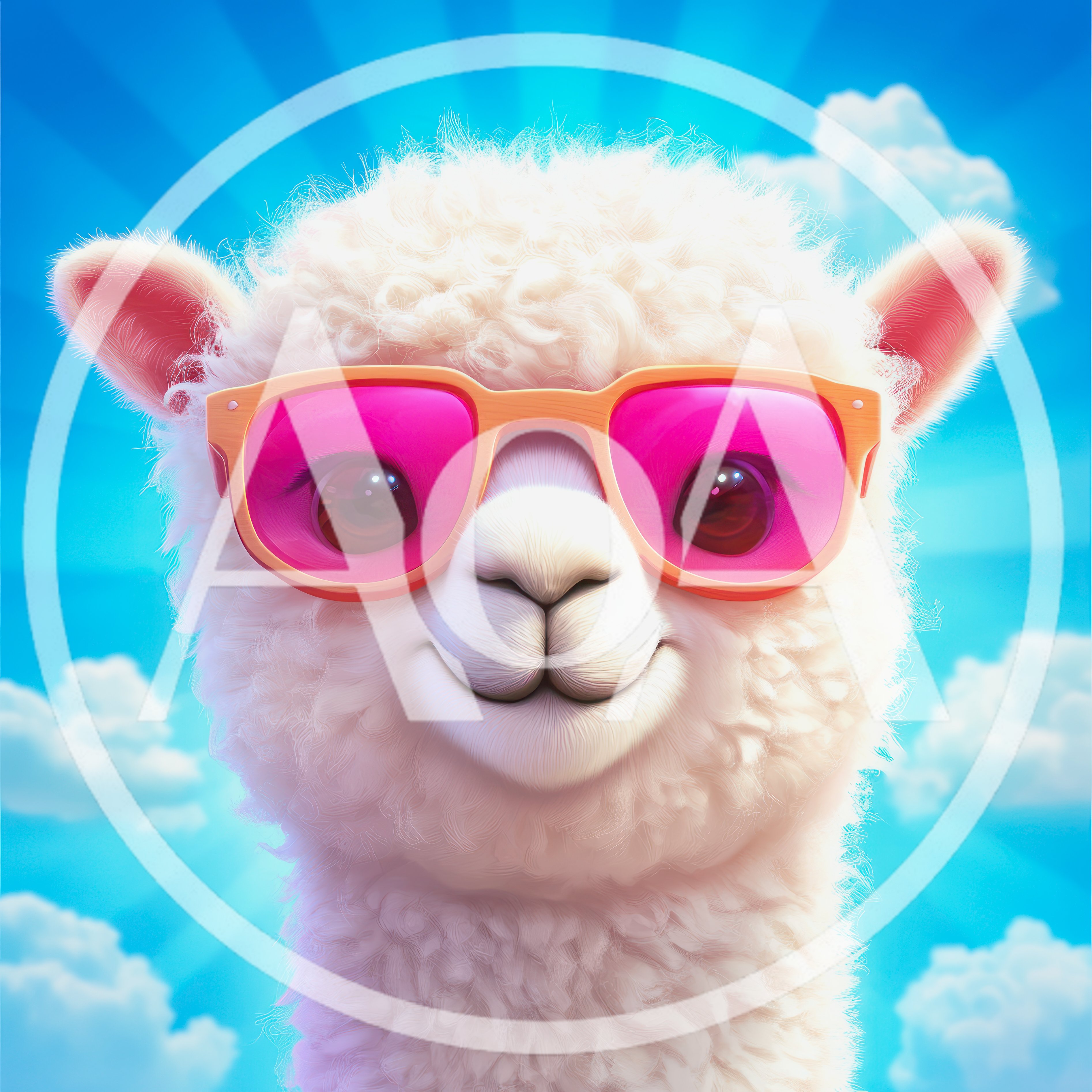 Cute Fluffy Llama Wearing Pink Sunglasses
