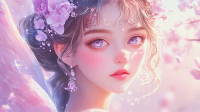 Digital Illustration Of A Beautiful Fairy With Floral Accents