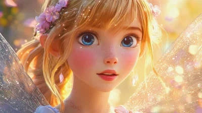 Digital Illustration Of A Beautiful Blonde Fairy