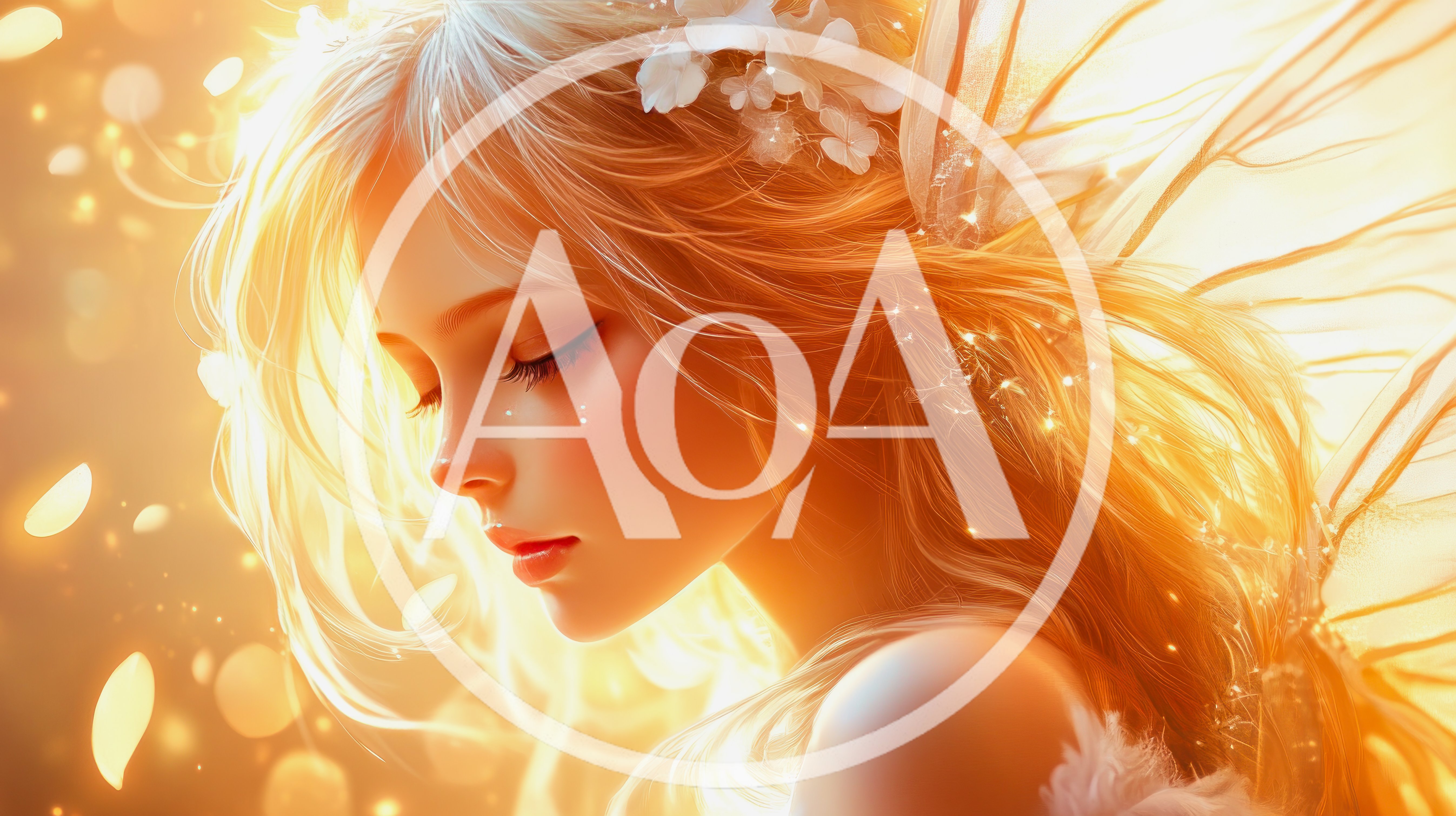 Ethereal Young Woman With Golden Hair And Floral Accents
