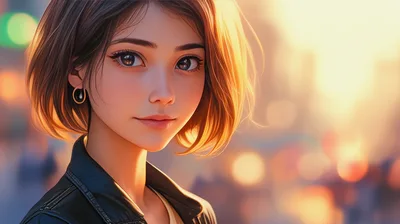 Portrait Of A Young Woman With Short Hair