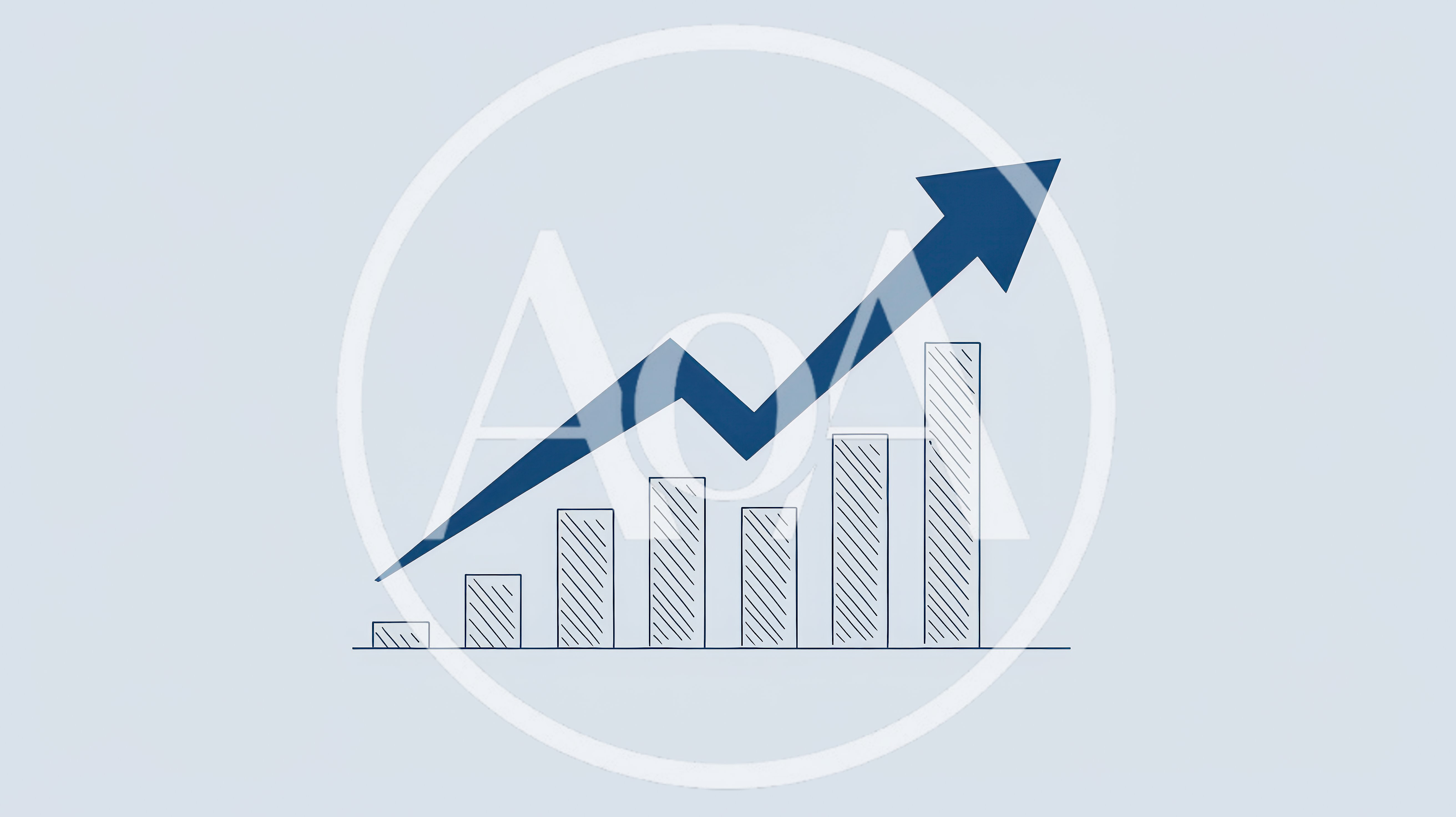 Blue Bar Chart With Upward Trending Arrow