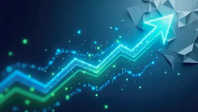 Glowing Digital Arrow Chart Rising On Dark Background