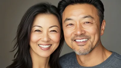 Portrait Of A Smiling Middle Aged Asian Couple