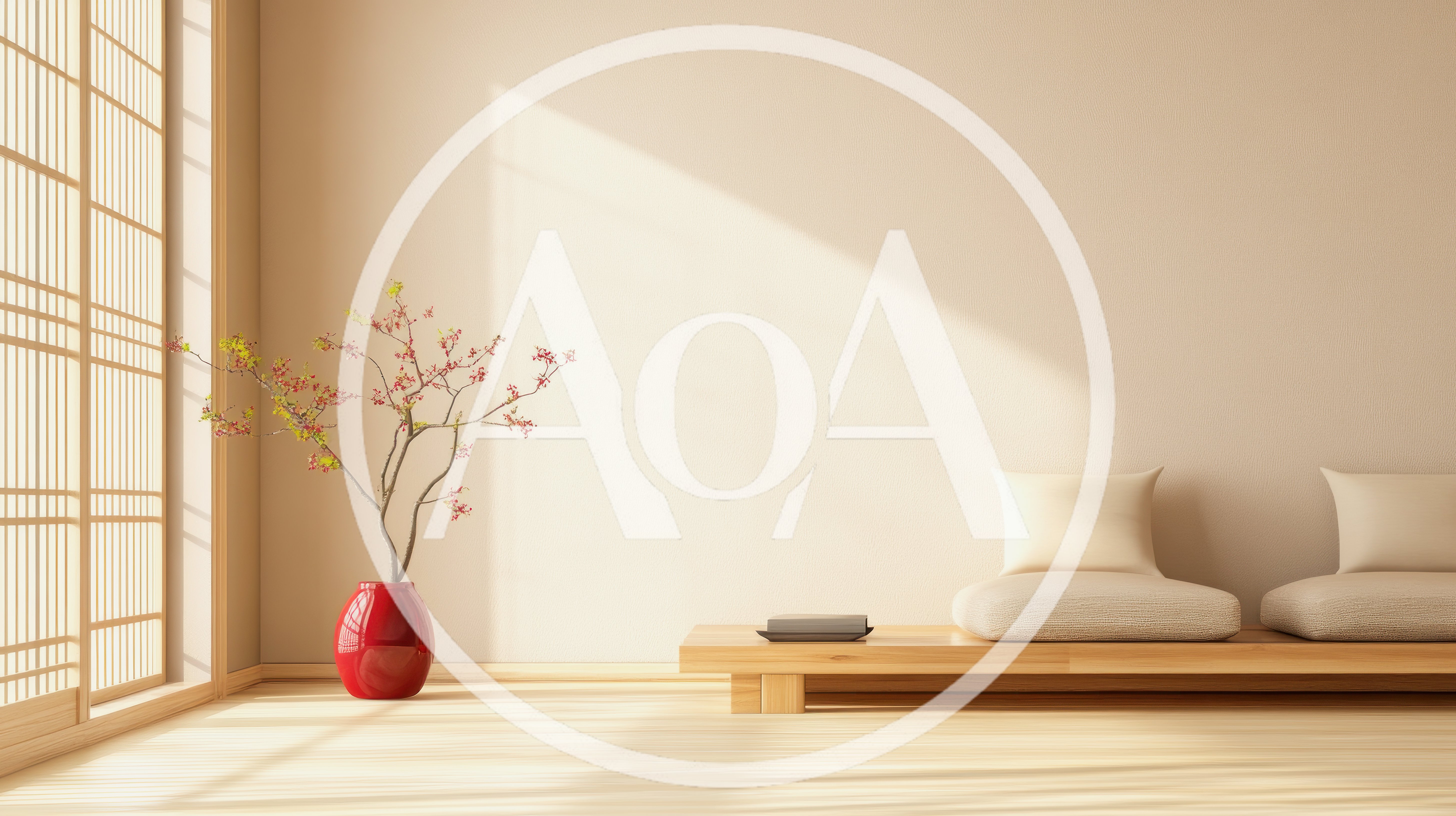 Minimalist Japanese Interior With Shoji Screen And Floor Cushions