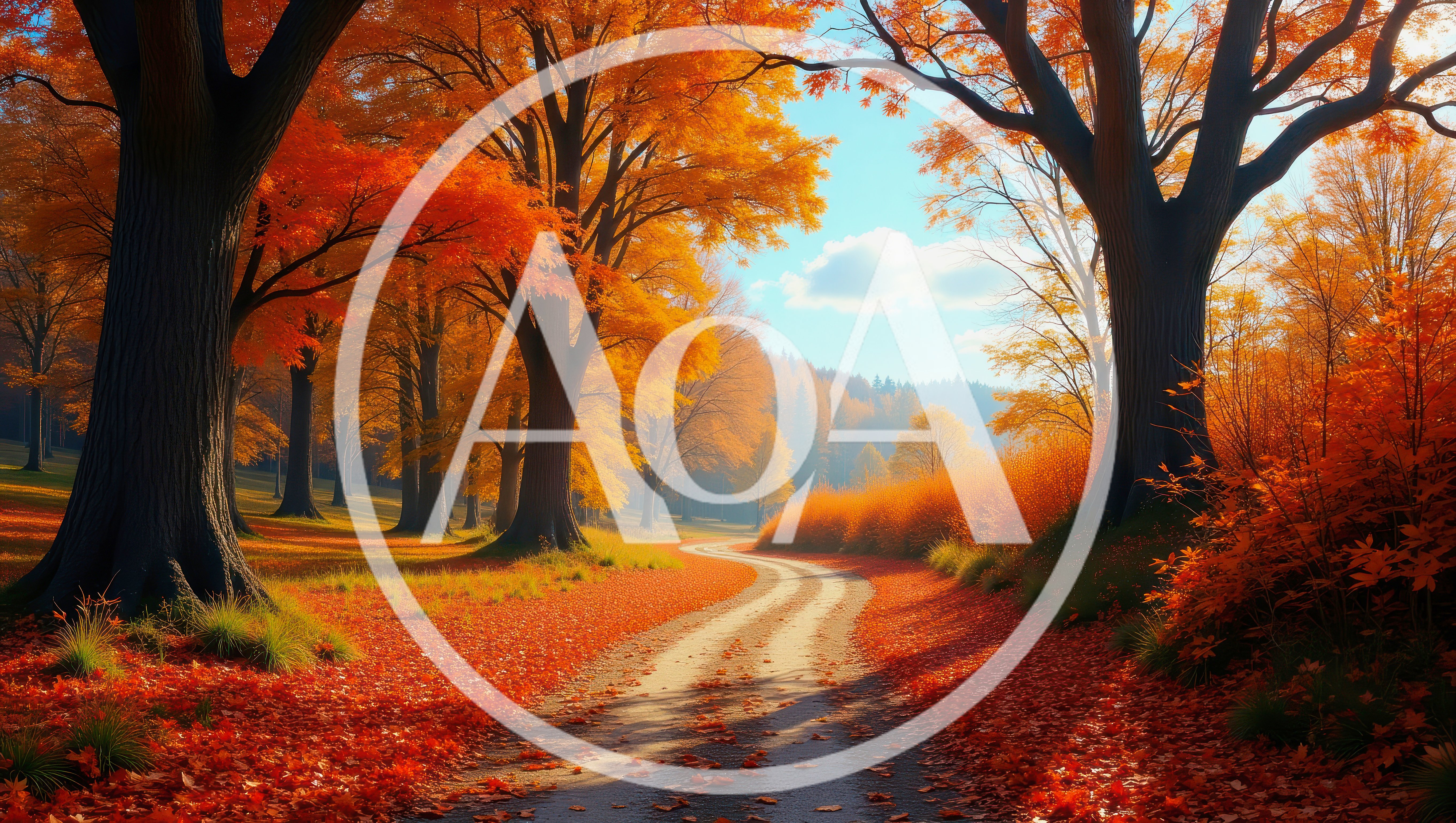 Winding Dirt Path Through Vibrant Autumn Forest