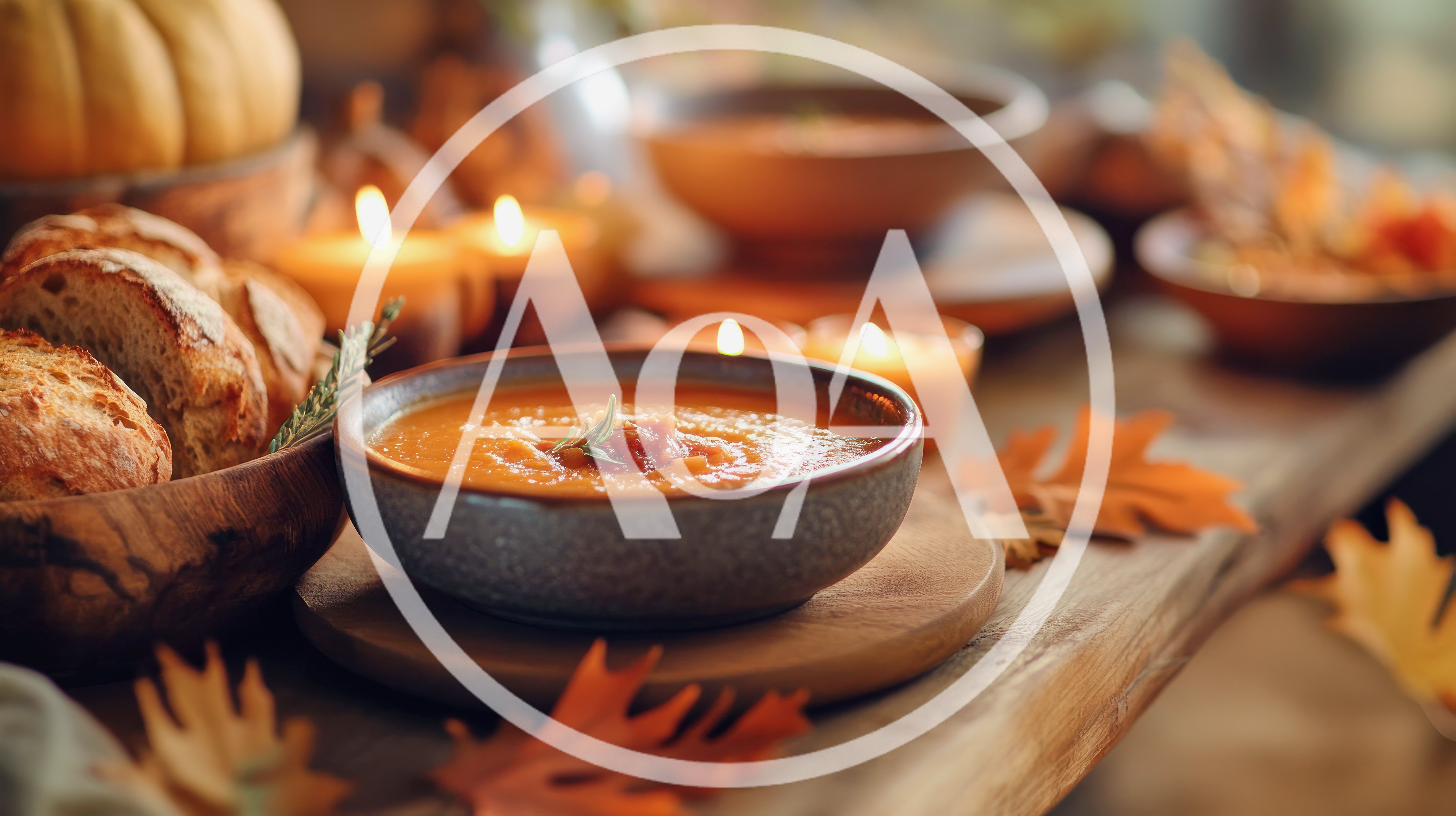 Autumn Pumpkin Soup Served With Crusty Bread