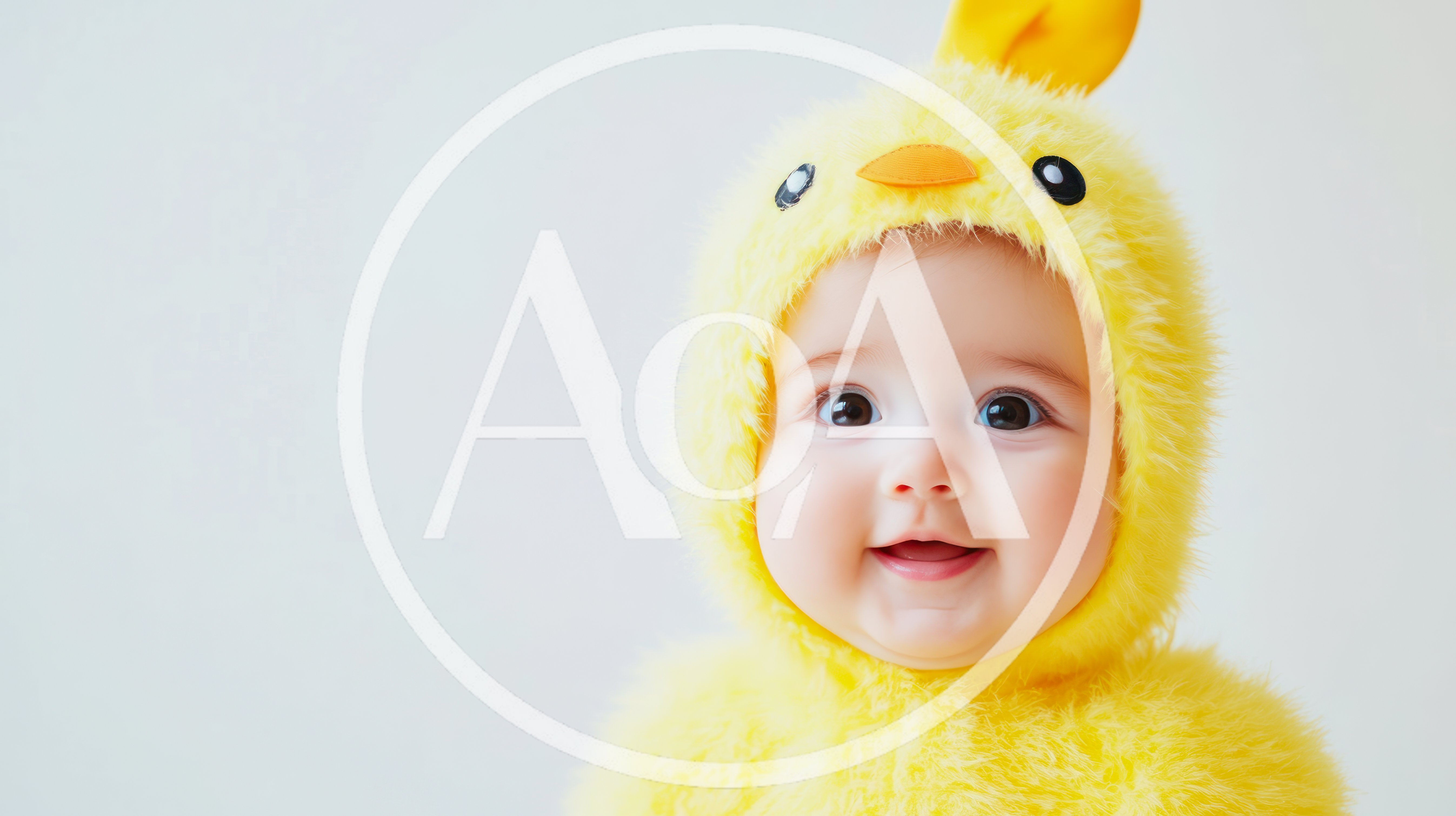 Adorable Baby Wearing A Fluffy Yellow Chick Costume