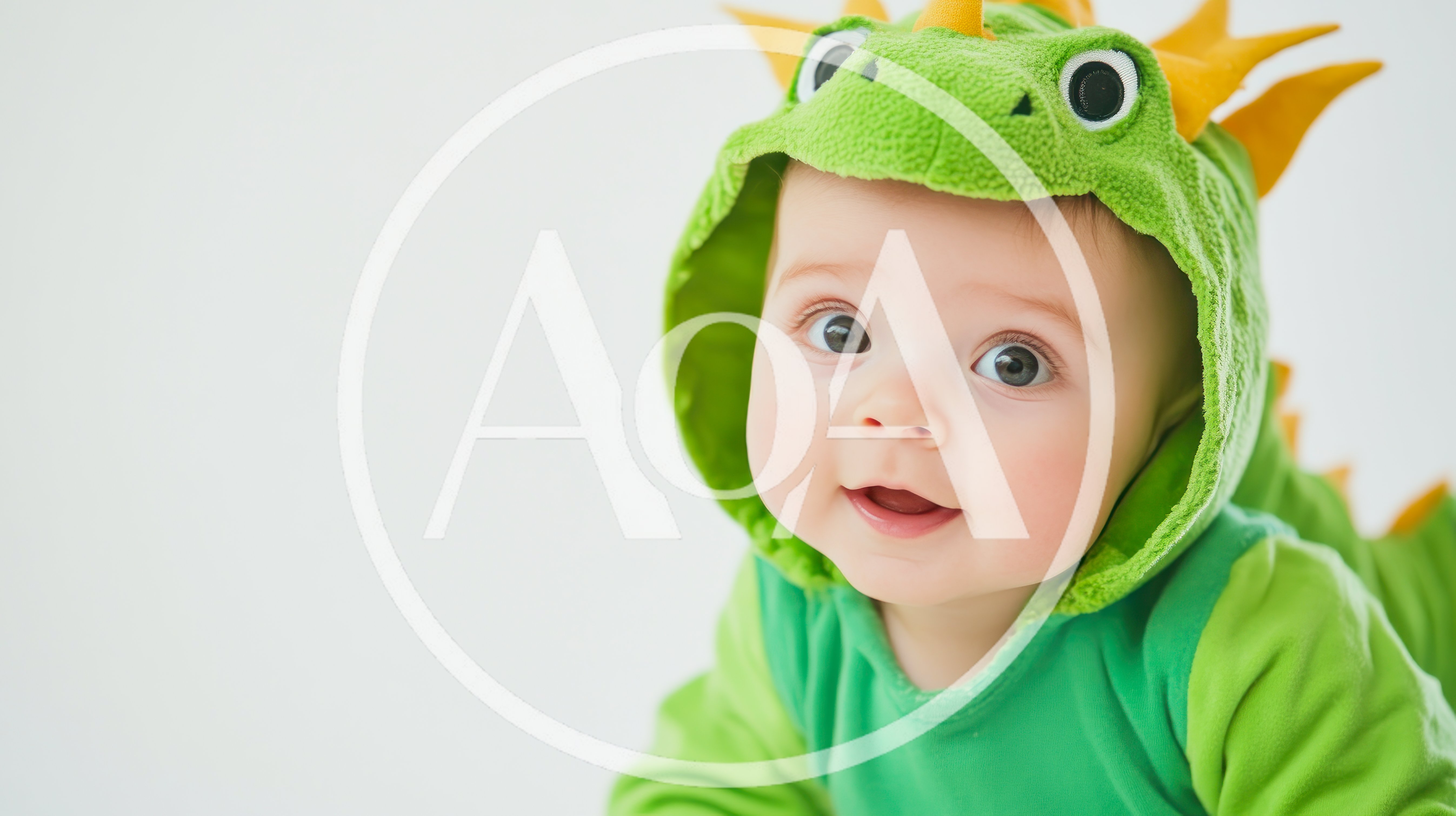 Cute Baby Wearing A Green Dragon Costume