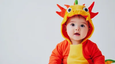 Adorable Baby Wearing A Dragon Costume