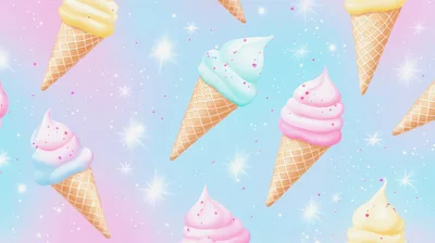 Seamless Pattern Of Pastel Ice Cream Cones