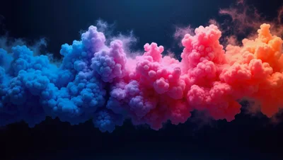 Vibrant Multi Colored Smoke Clouds On Dark Background