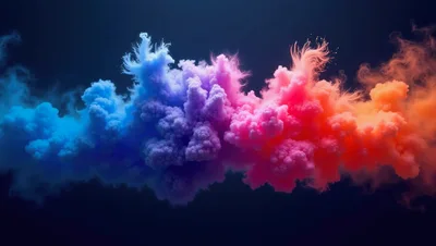 Vibrant Multi Colored Smoke Clouds On Dark Background