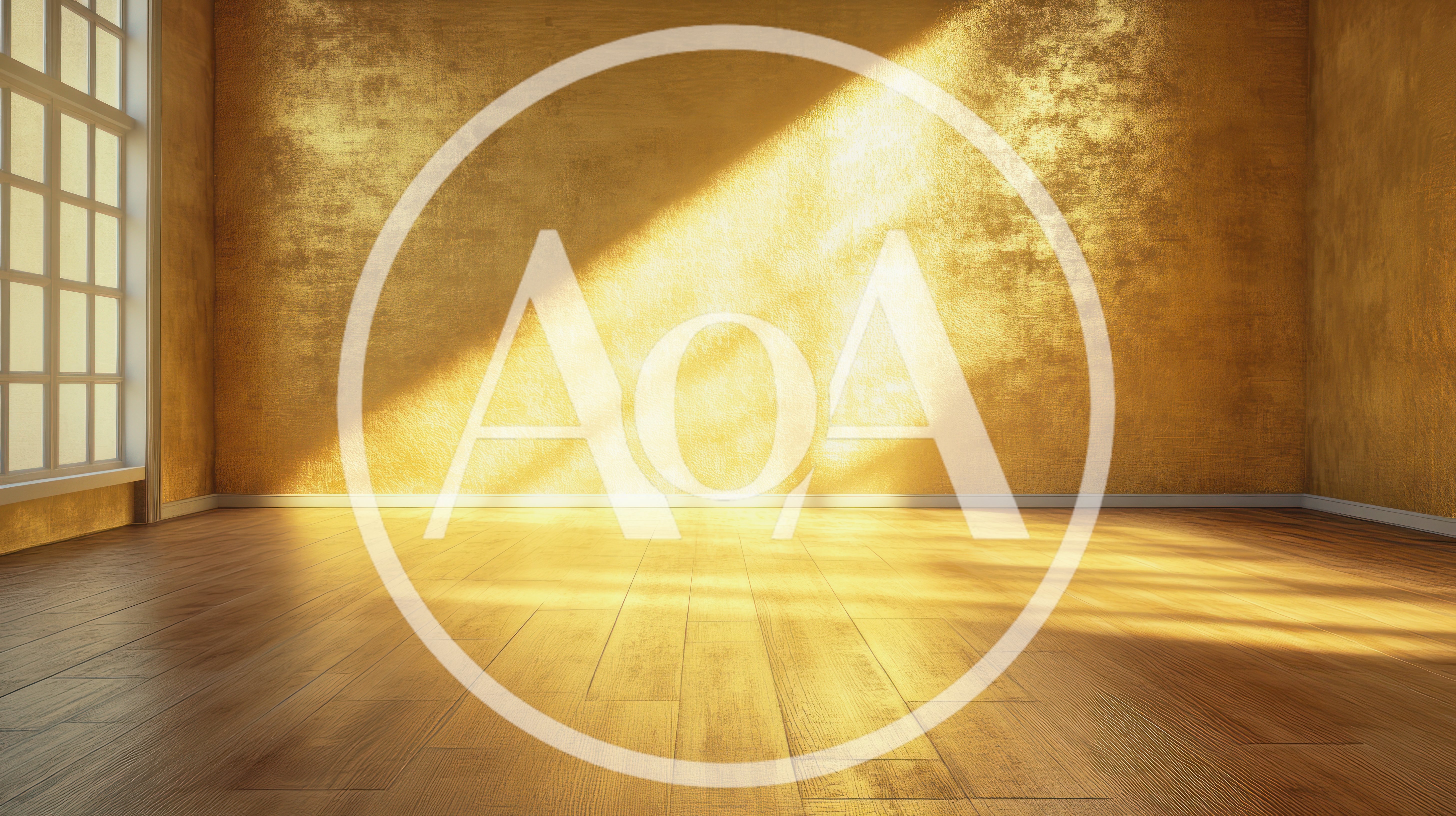 Empty Room With Golden Sunlight Streaming Through Window