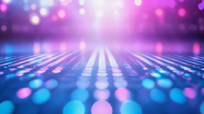 Abstract Disco Dance Floor With Glowing Neon Lights