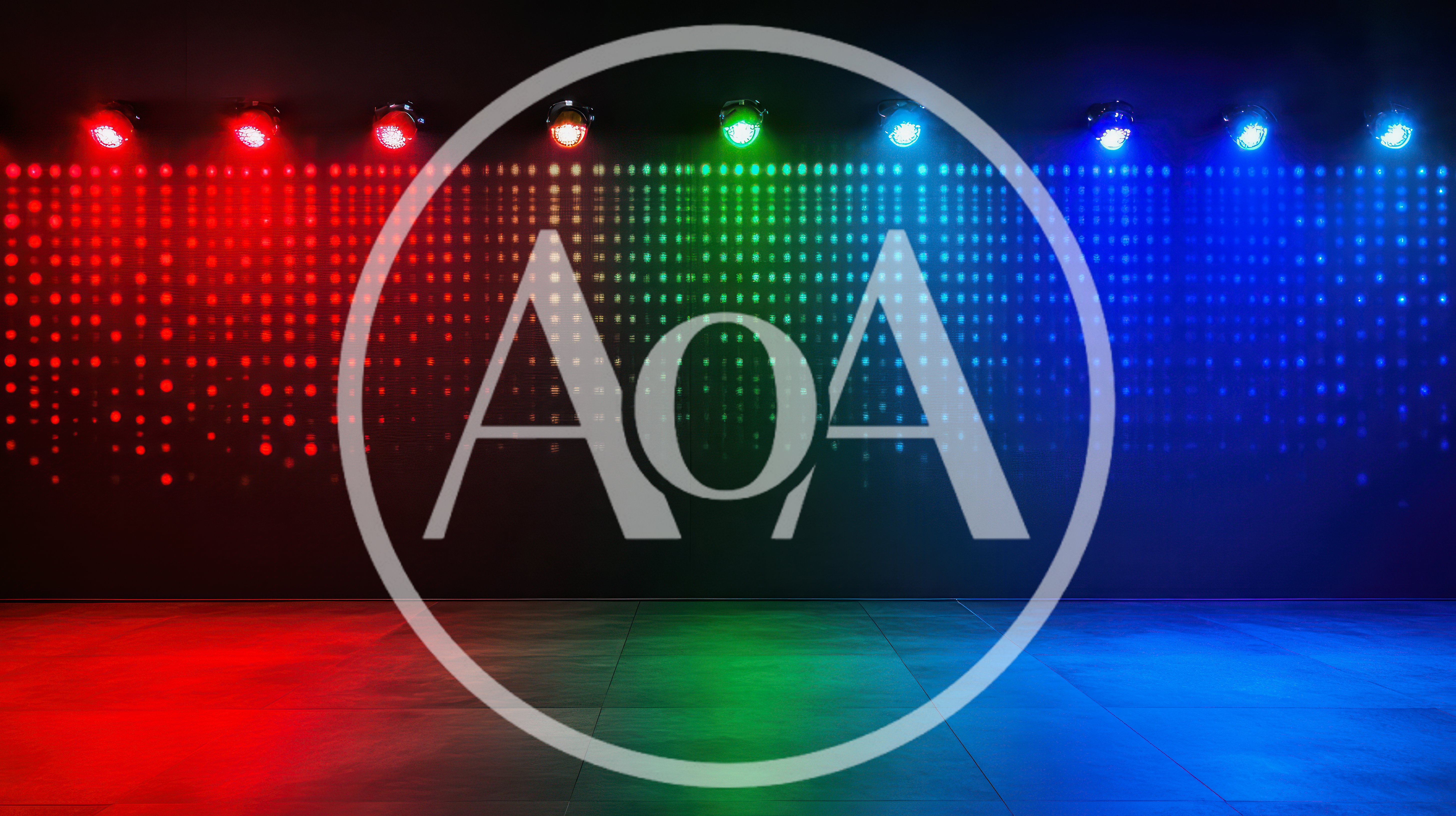 Empty Stage With Colorful Spotlight Beams And Light Pattern
