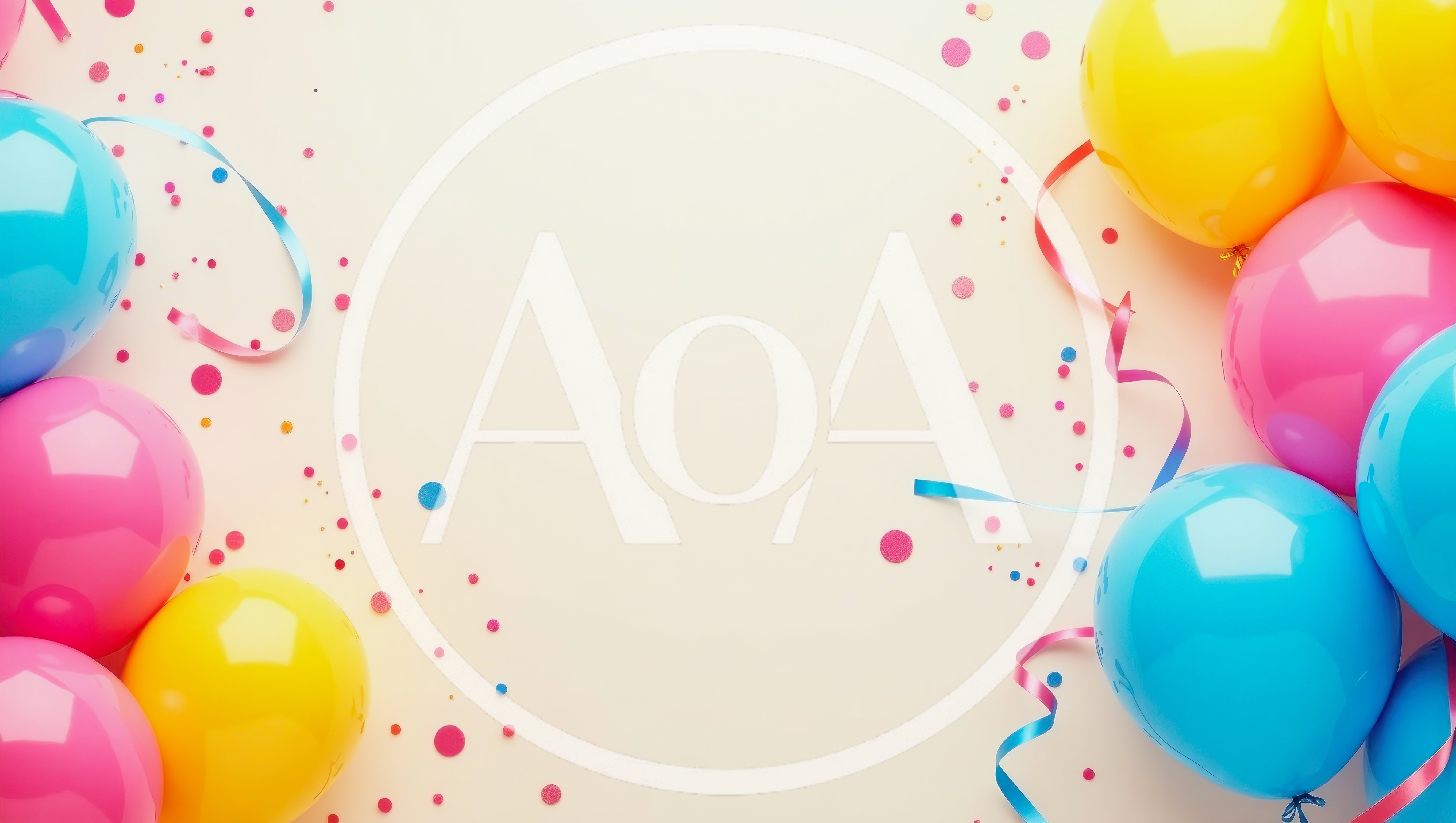 Colorful Party Balloons and Confetti on Cream Background