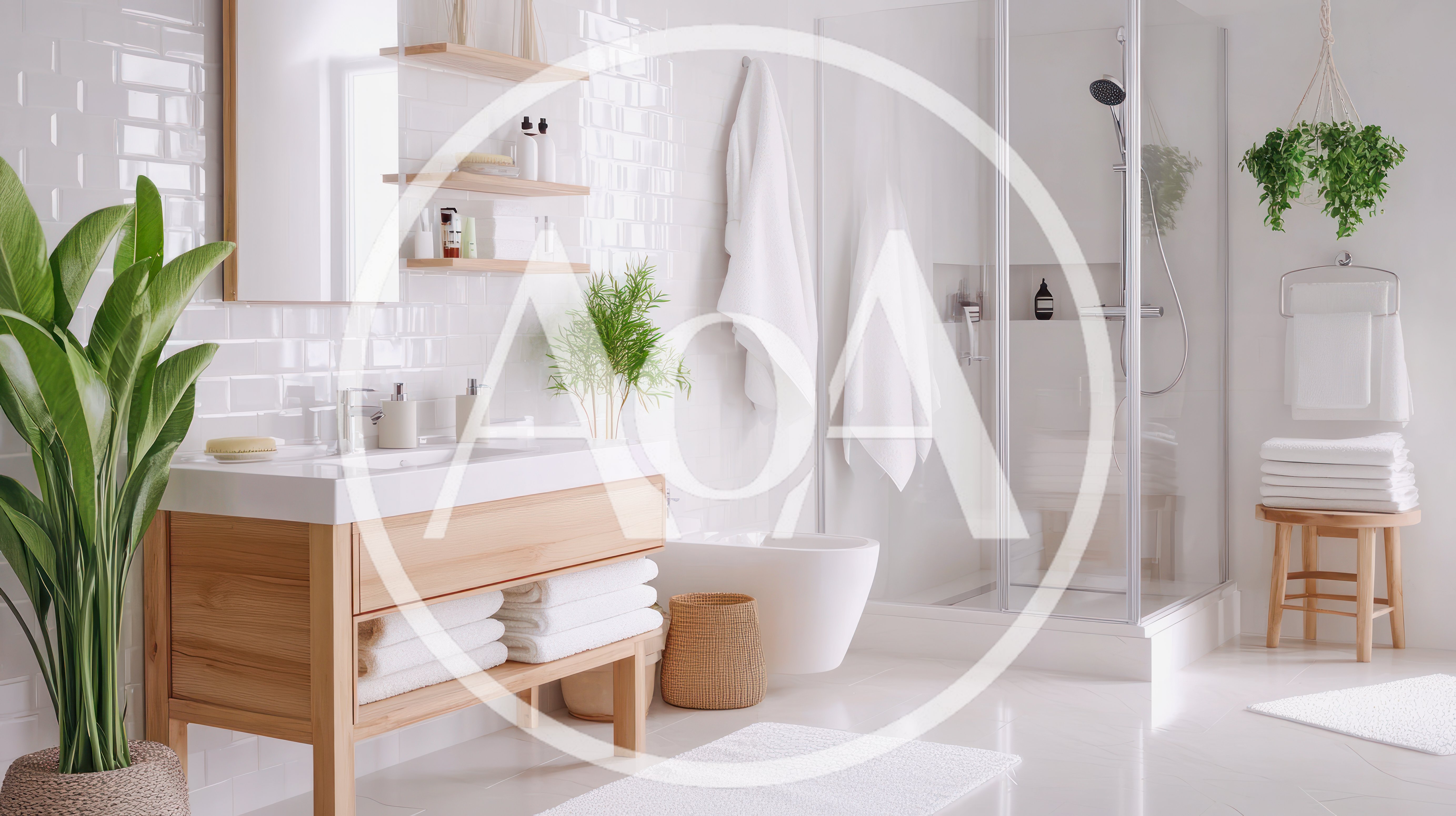 Modern Minimalist Bathroom Interior With Wooden Vanity